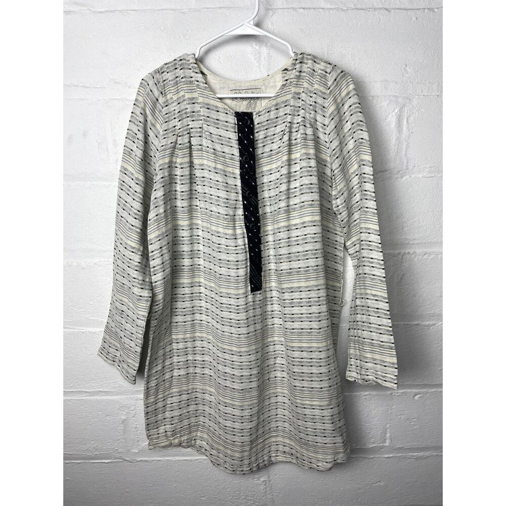 Ace & Jig Button-Front Long Sleeve Dress Size M Metallic Missing Belt